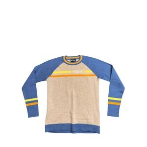 Cotopaxi Sweater Blue Tan Raglan Stripe Crew Neck Pullover Mens‎ M/
Woman's L
